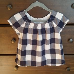 Janie & Jack blue/white buffalo plaid babydoll top